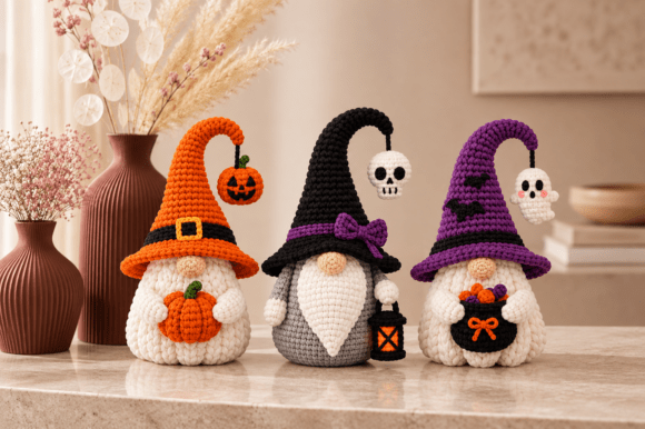 Halloween Witch Gnome STL Bundle – 3 Knitted-Style 3D Print Files - Image 4