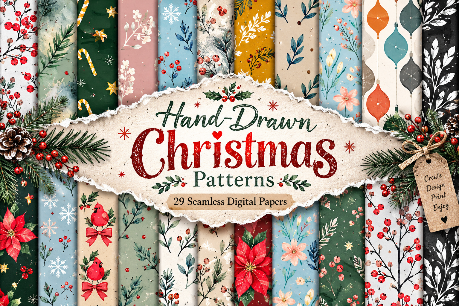 Hand-Drawn Christmas Patterns