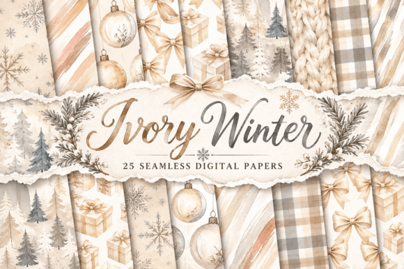 Ivory Winter Digital Papers