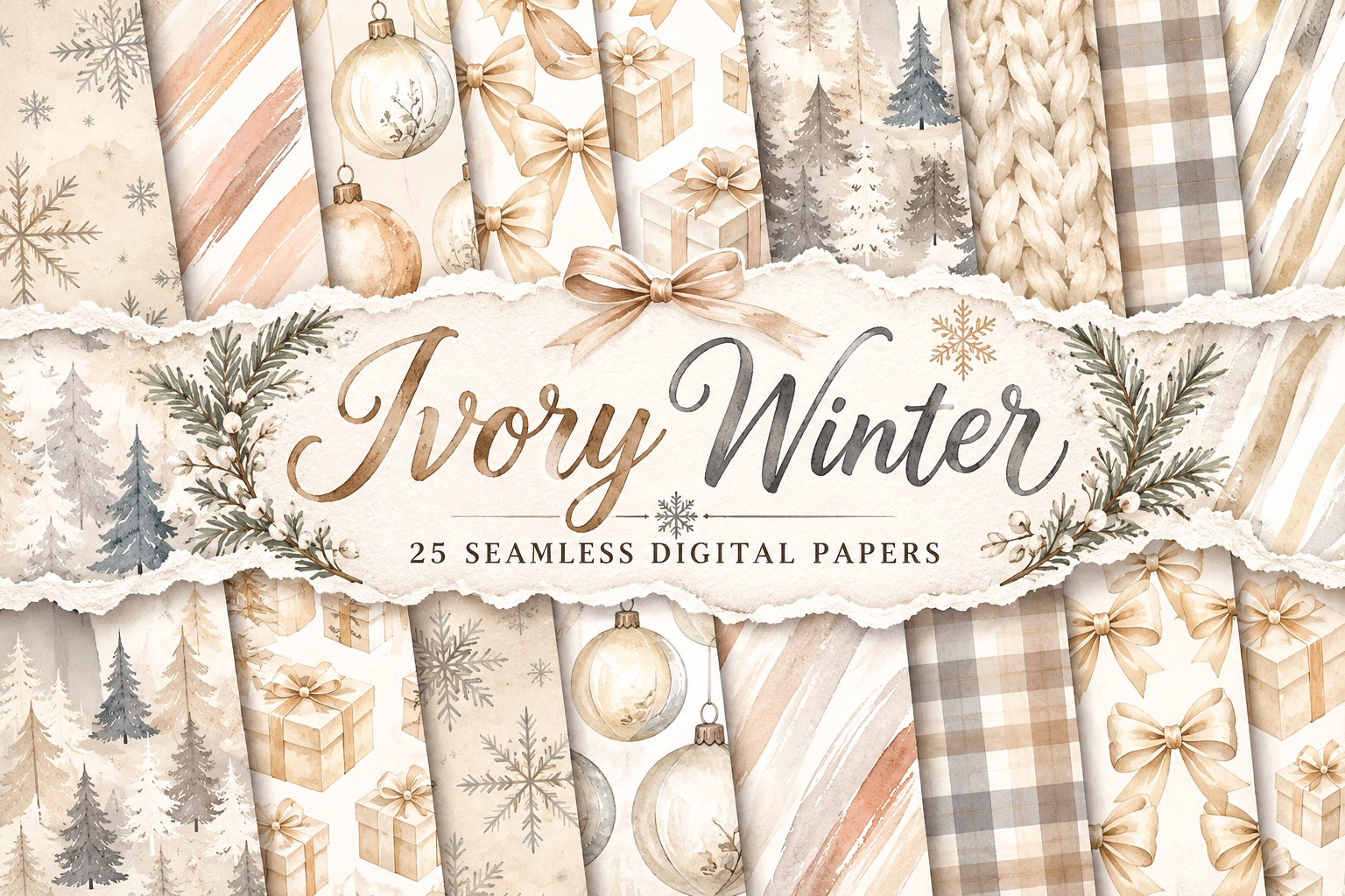 Ivory Winter Digital Papers