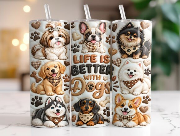 Life is Better with Dogs Tumbler Wrap