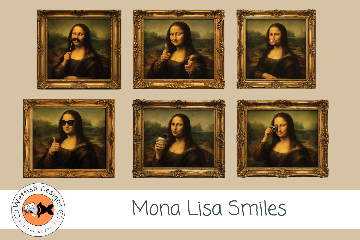 Mona Lisa Smiles PNG Pop Art Clipart