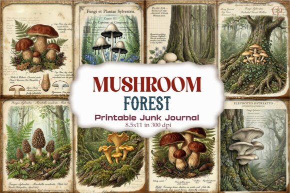 Mushroom Garden Junk Journal Pages