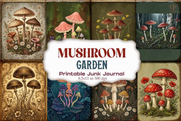 Mushroom Garden Junk Journal Pages