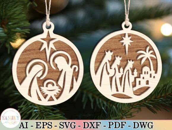 Nativity Christmas Ornament SVG laser cut file