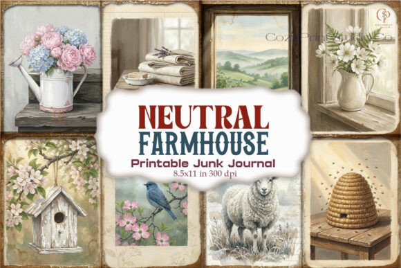 Neutral Farmhouse Junk Journal Paper