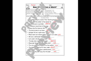 Noun Verb Adjective Adverb Worksheets Graphic by w3badi Teachers ...
