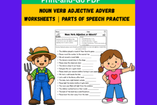 Noun Verb Adjective Adverb Worksheets Graphic by w3badi Teachers ...