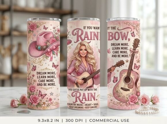 Pink Country Music Girl Tumbler Design