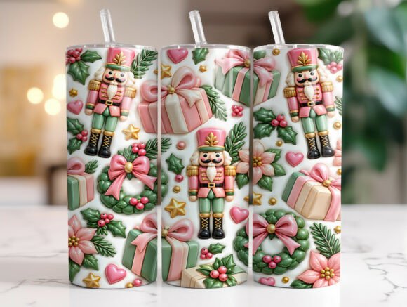 Pink Nutcracker Christmas Tumbler Wrap