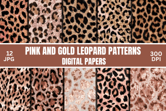 Pink and Gold Leopard Digital Paper