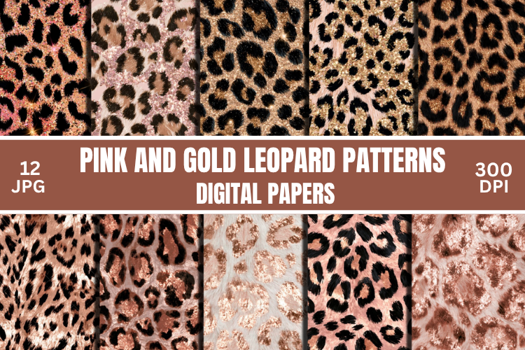 Pink and Gold Leopard Digital Paper