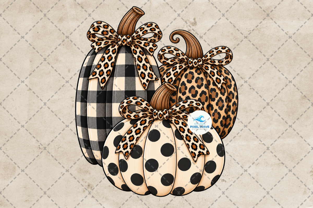 Polka Dot Checkered Leopard Pumpkins Png