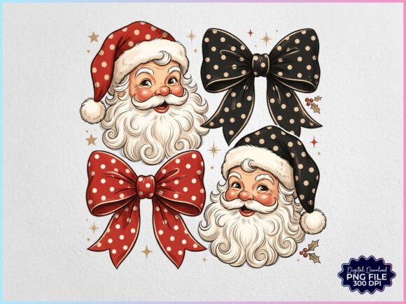 Preppy Christmas Santa Coquette PNG
