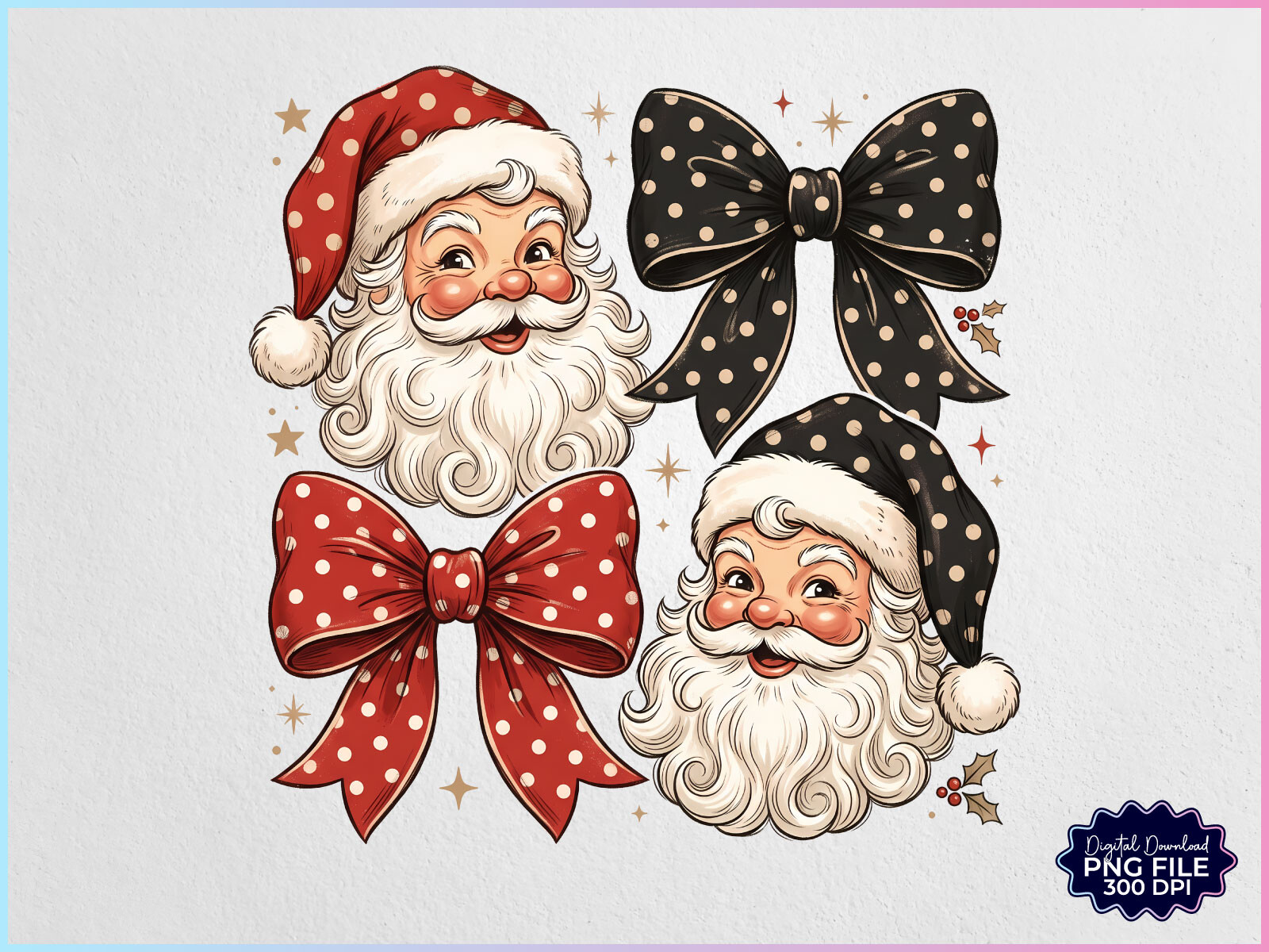 Preppy Christmas Santa Coquette PNG