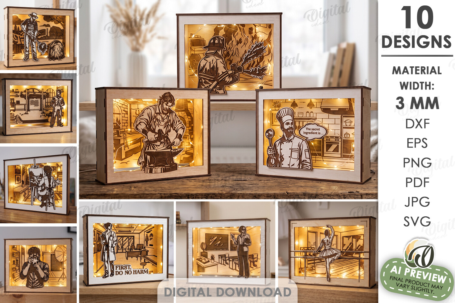 Profession Light Boxes Bundle Laser Cut