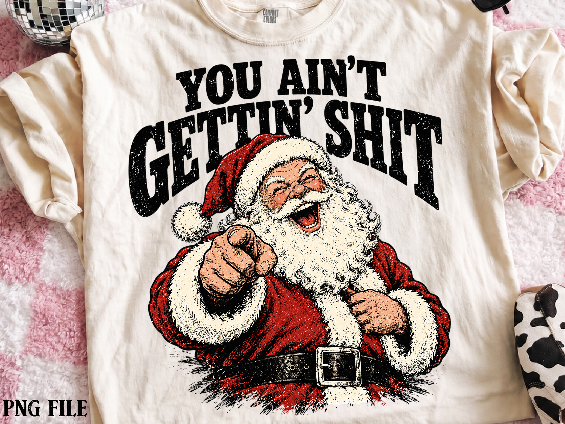 Retro Funny Christmas Santa Claus PNG