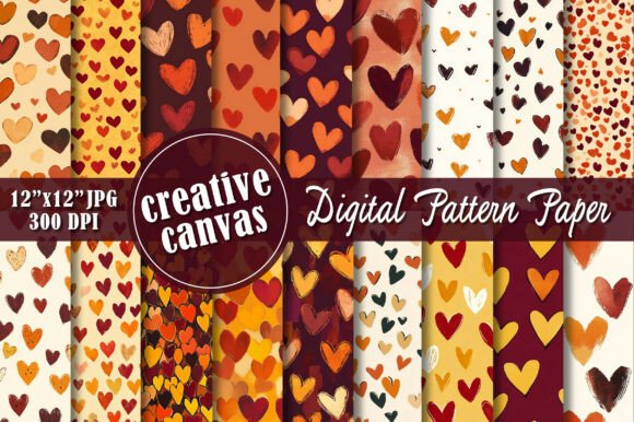Rustic Autumn Heart Seamless Patterns