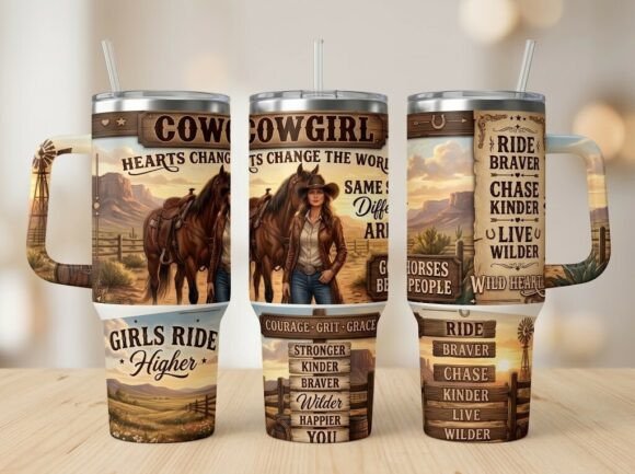 Rustic Cowgirl Western Tumbler Design