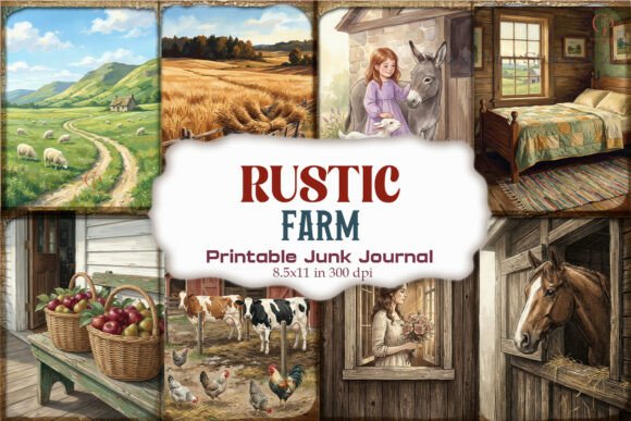 Rustic Farm Junk Journal Pages | Vintage