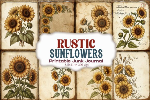 Rustic Sunflowers Junk Journal Pages