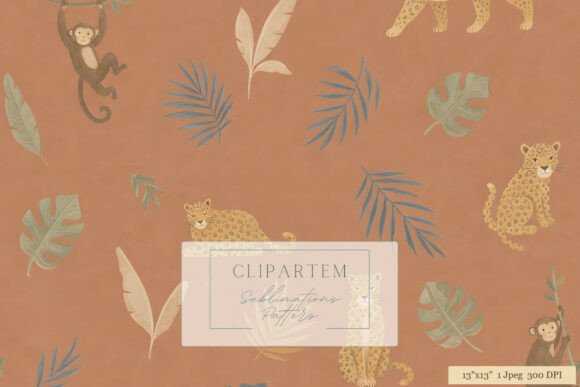 Safari Animals Jungle Pattern Terracotta