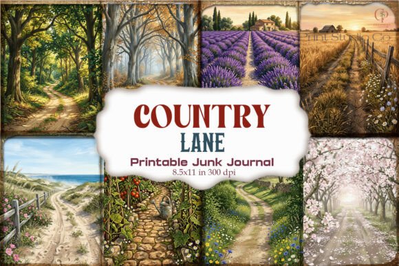 Scenic Country Lane Junk Journal Paper