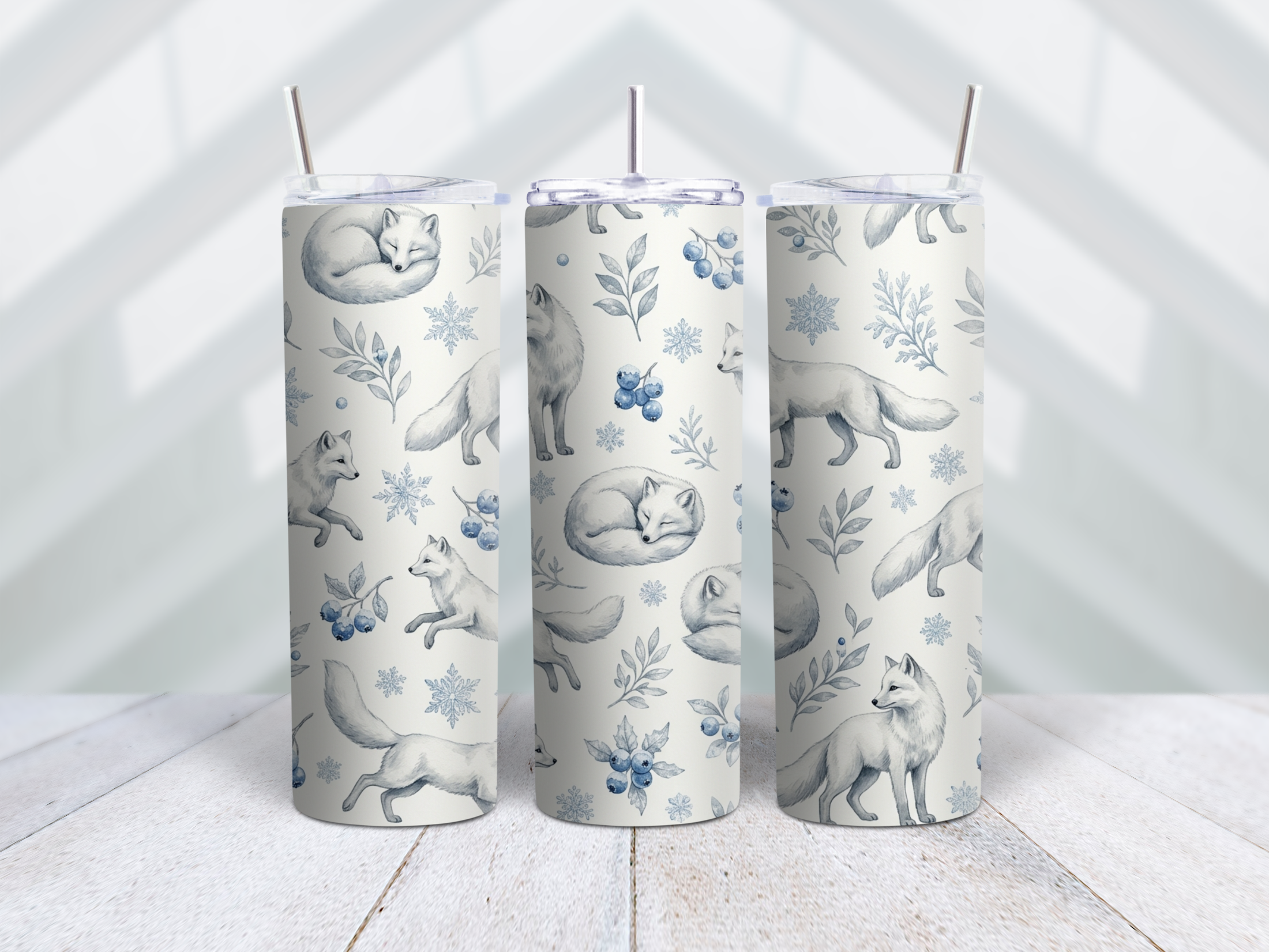 Serene Arctic Fox Icy Winter Tumbler