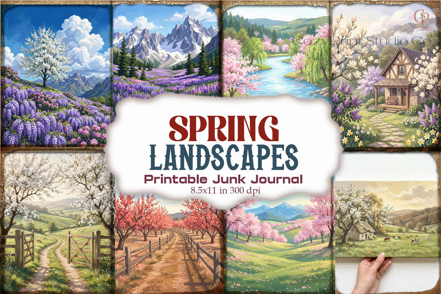 Spring Landscapes Junk Journal Pages