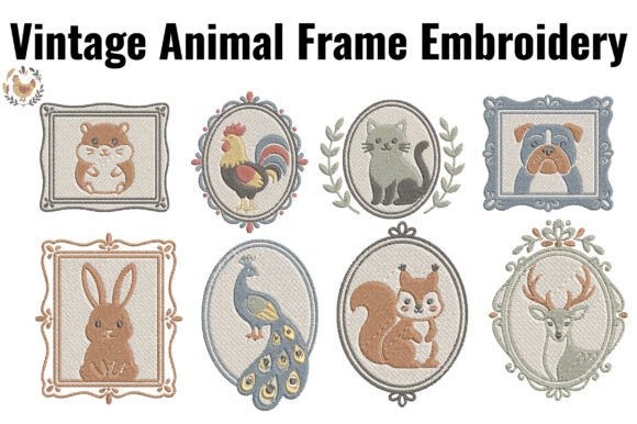 Vintage Animal Frame Embroidery