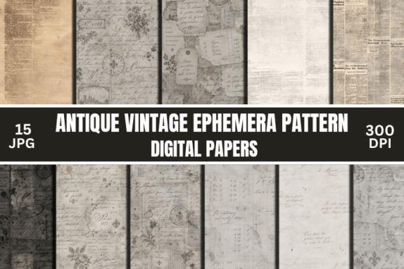 Vintage Antique Ephemera Digital Pattern
