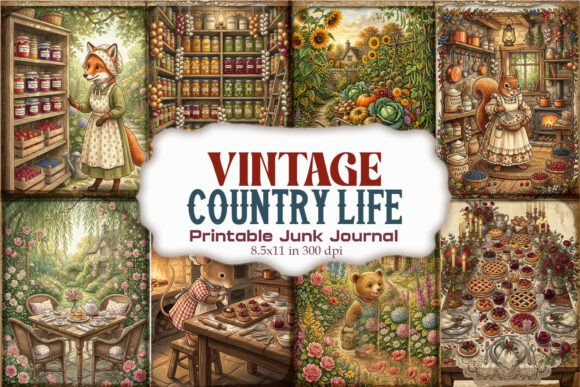 Vintage Country Life Junk Journal Pages