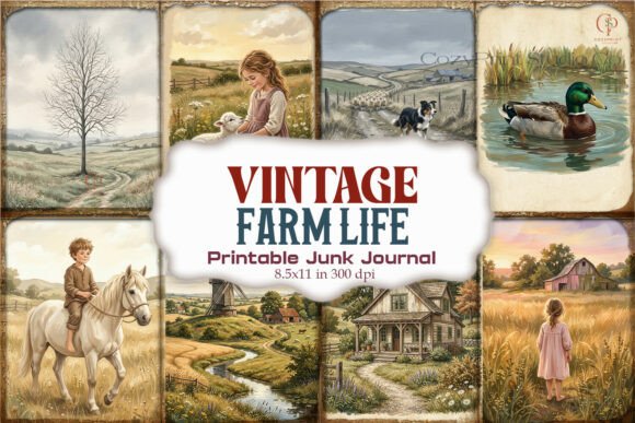 Vintage Farm Life Junk Journal Pages
