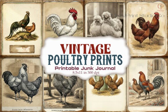 Vintage Poultry Prints Junk Journal Page