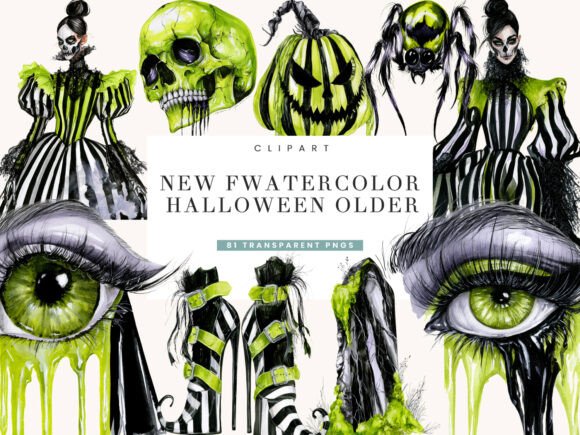 Watercolor Halloween Clipart Bundle