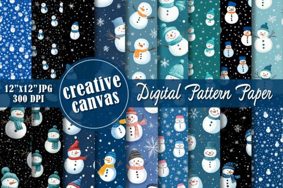 Watercolor Snowman Christmas Seamless Pa Graphic Illustrations By Creative Canvas