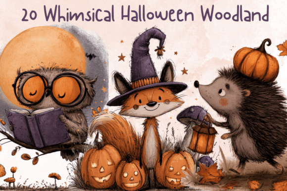Whimsical Halloween Woodland Clipart