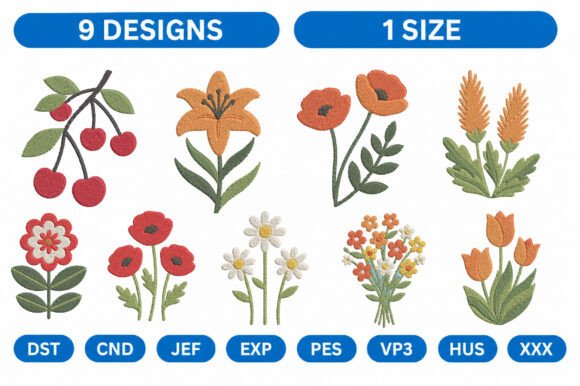 Wildflower Embroidery Design