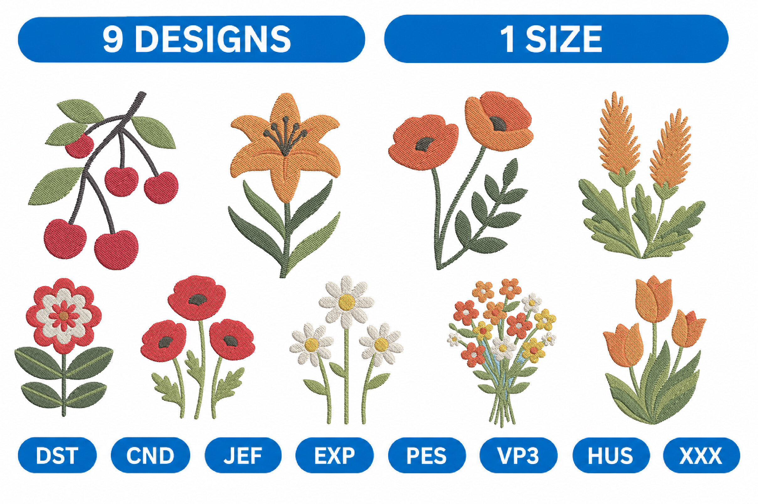 Wildflower Embroidery Design
