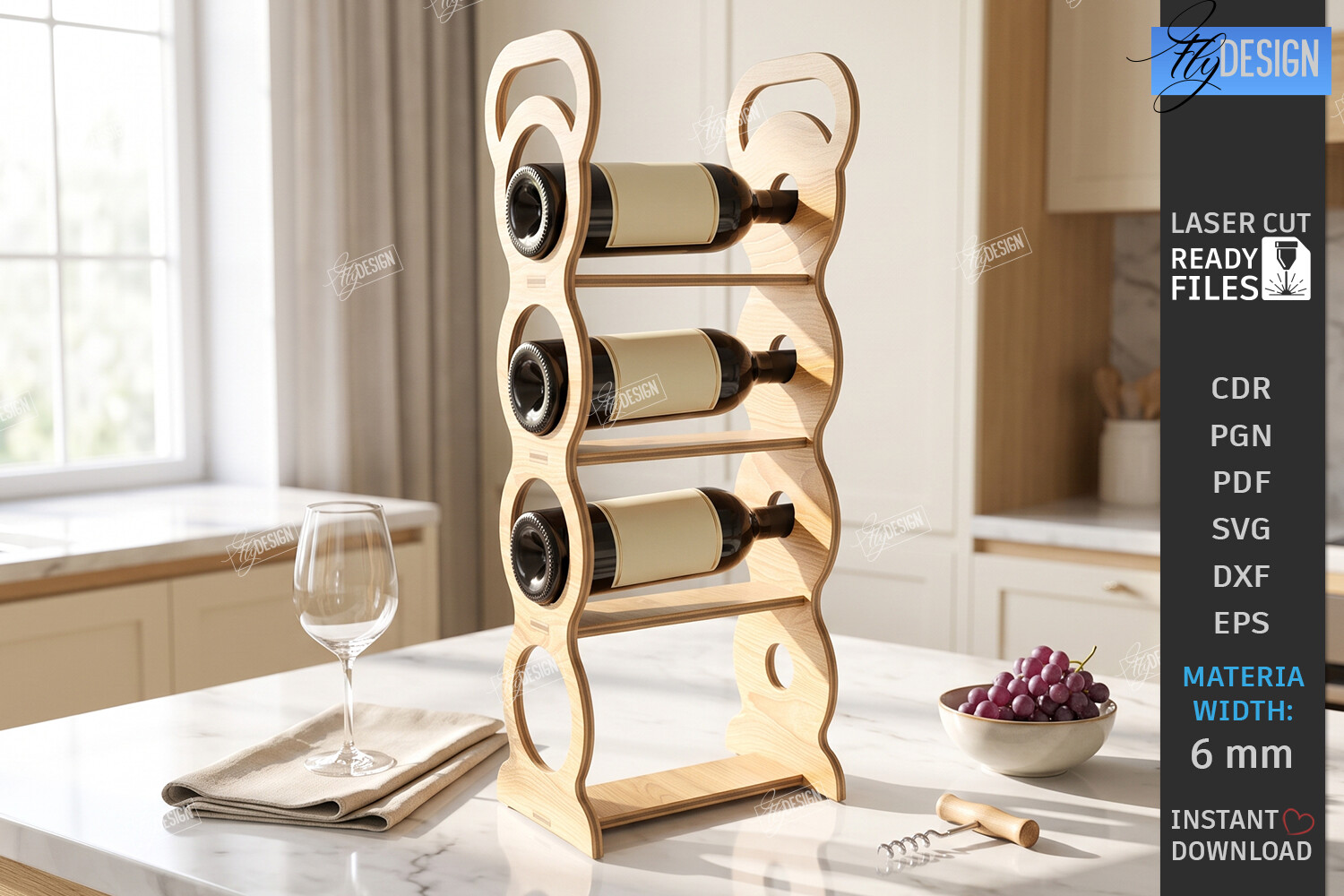 Wine Bottle Rack Laser Cut | Wine Rack