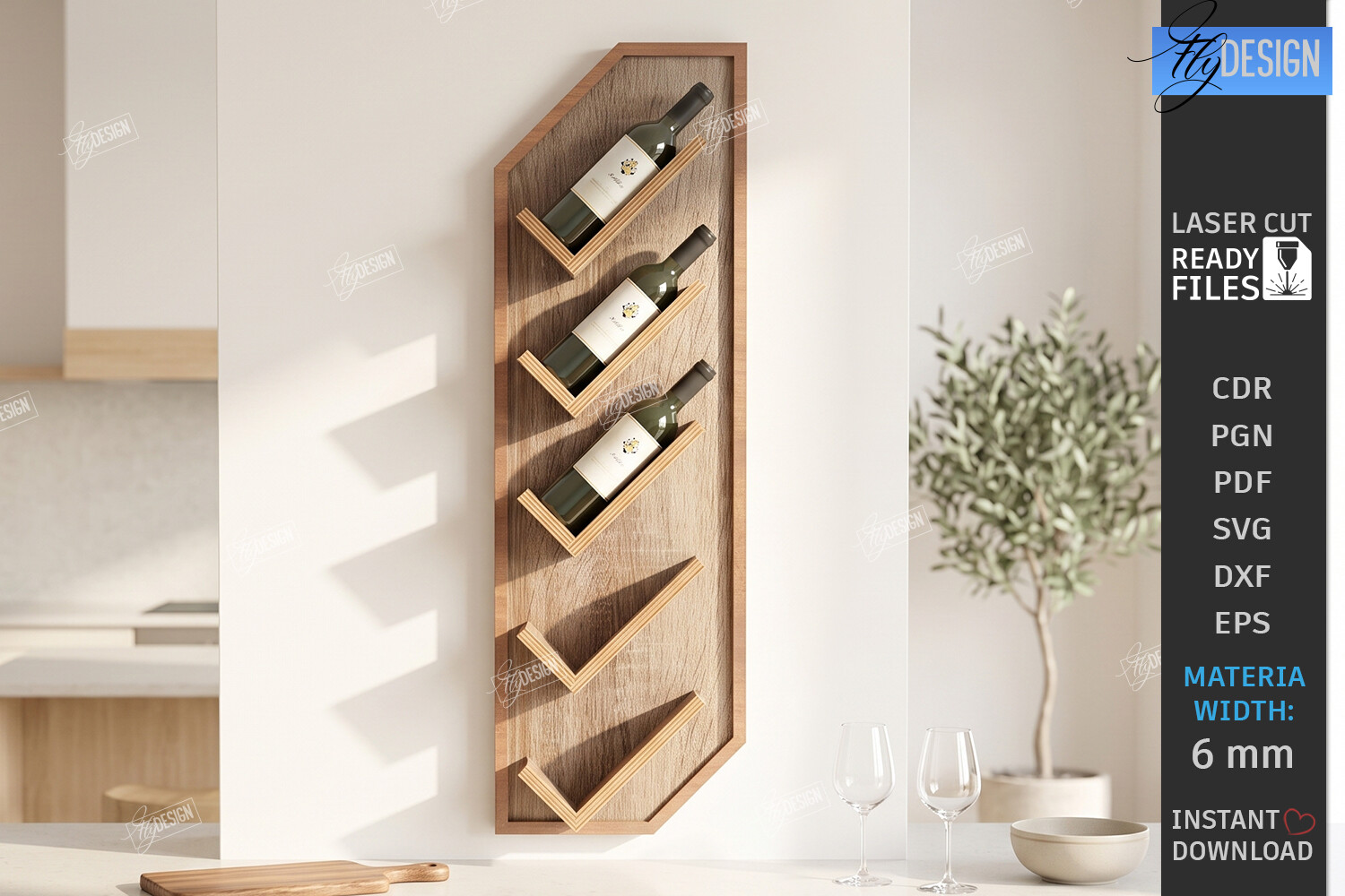 Wine Bottle Wall Shelf Stand Laser Cut