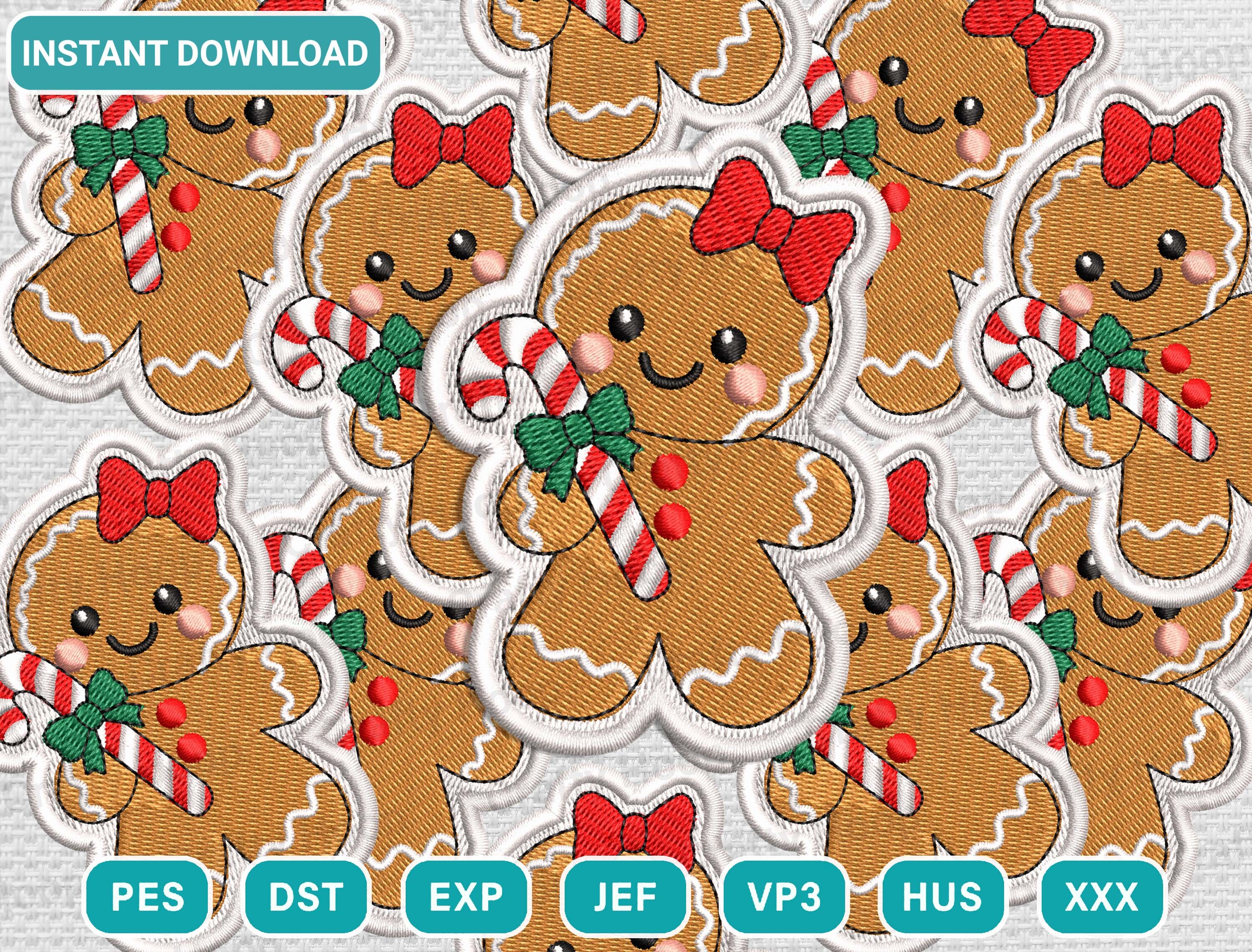 Xmas Gingerbread Patch Embroidery Design