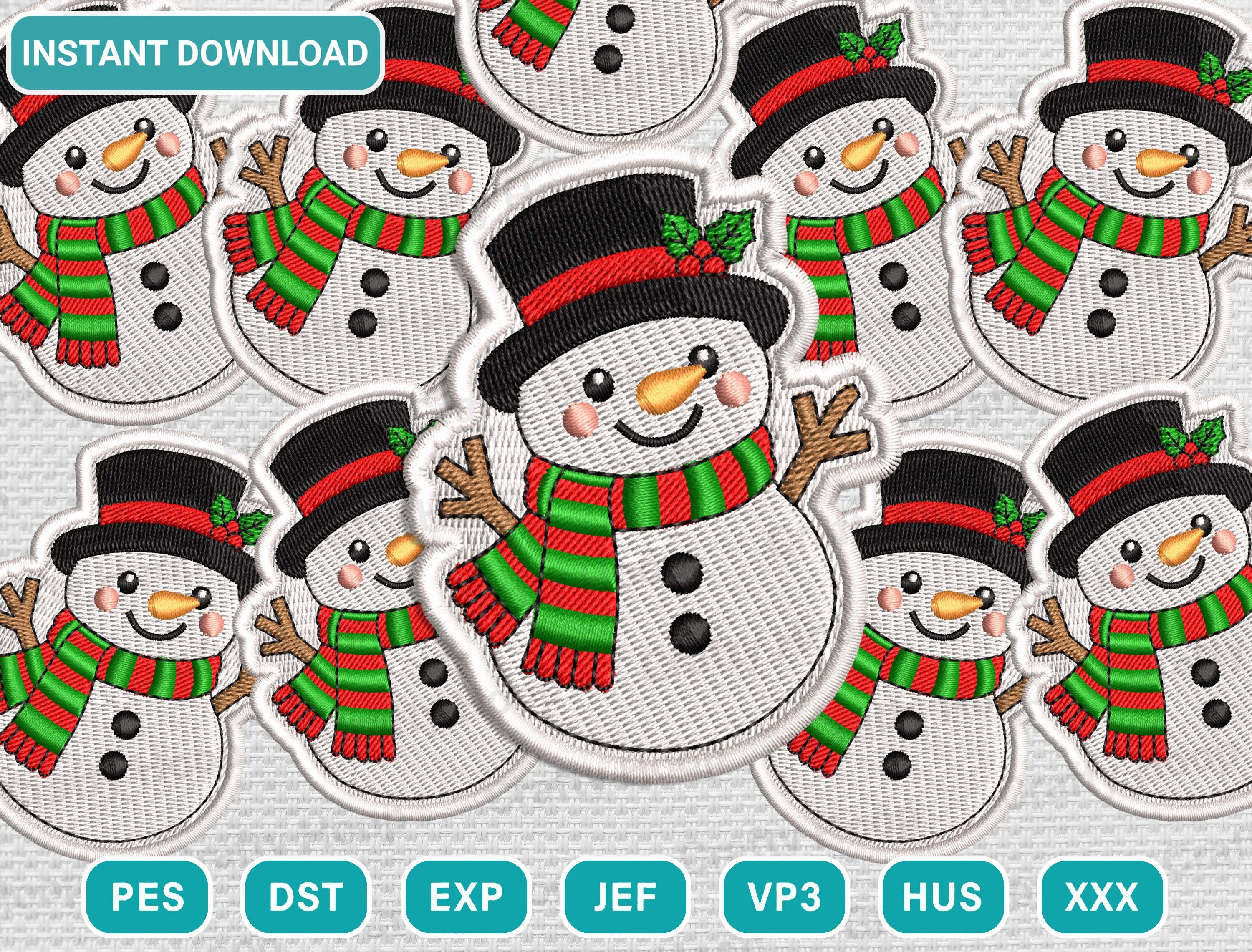 Xmas Snowman Patch Embroidery Design