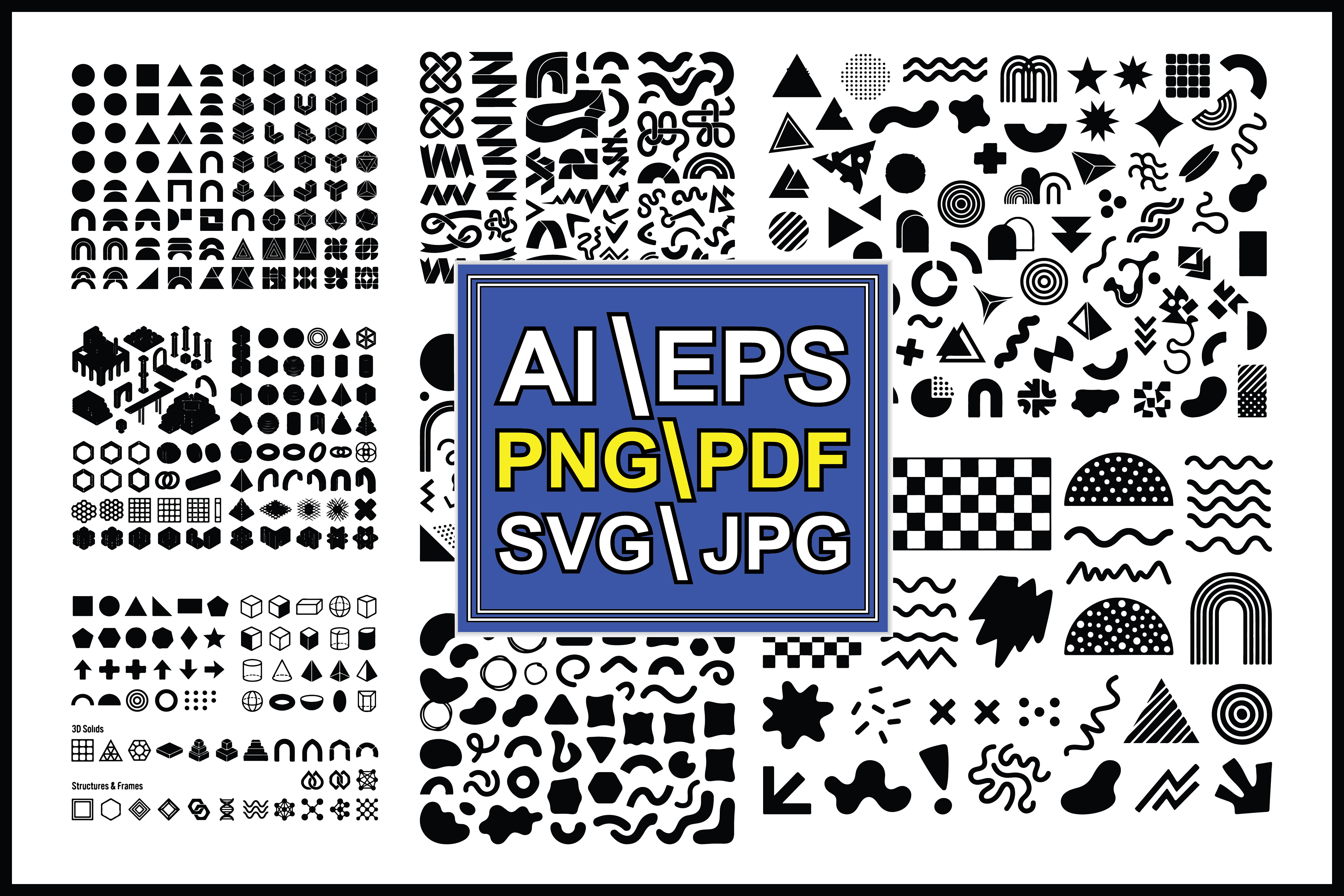 Black Geometric Shapes Layouts Symbols Graphic by MD ABDUL MOMIN ...