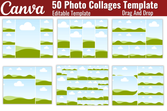 50 Photo Collage Canva Editable Template