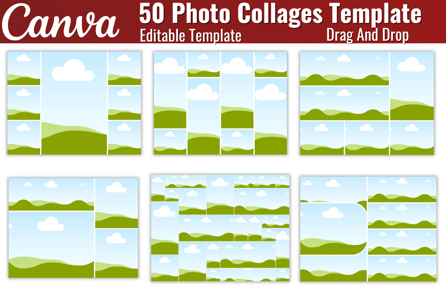 50 Photo Collage Canva Editable Template