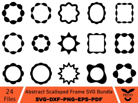 Abstract Scalloped Frame SVG Bundle