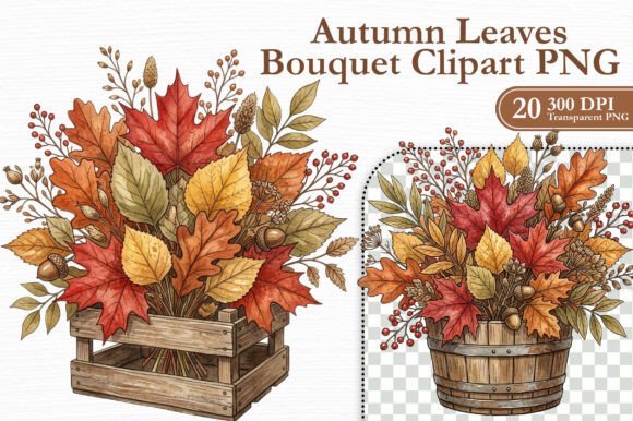 Autumn Leaves Bouquet Clipart PNG