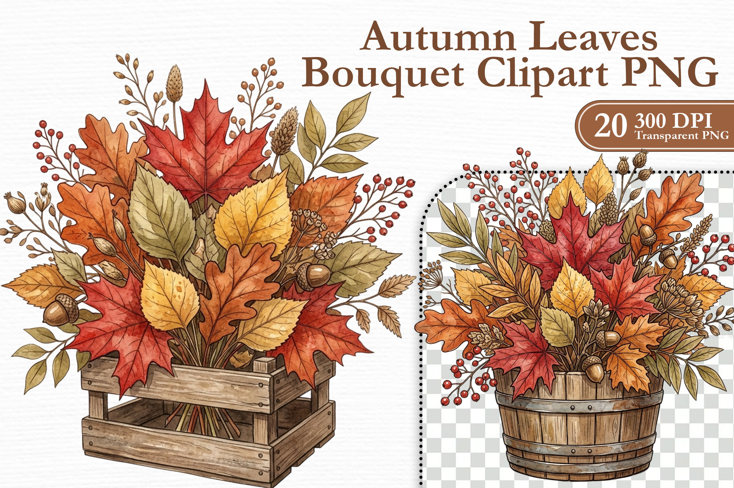 Autumn Leaves Bouquet Clipart PNG