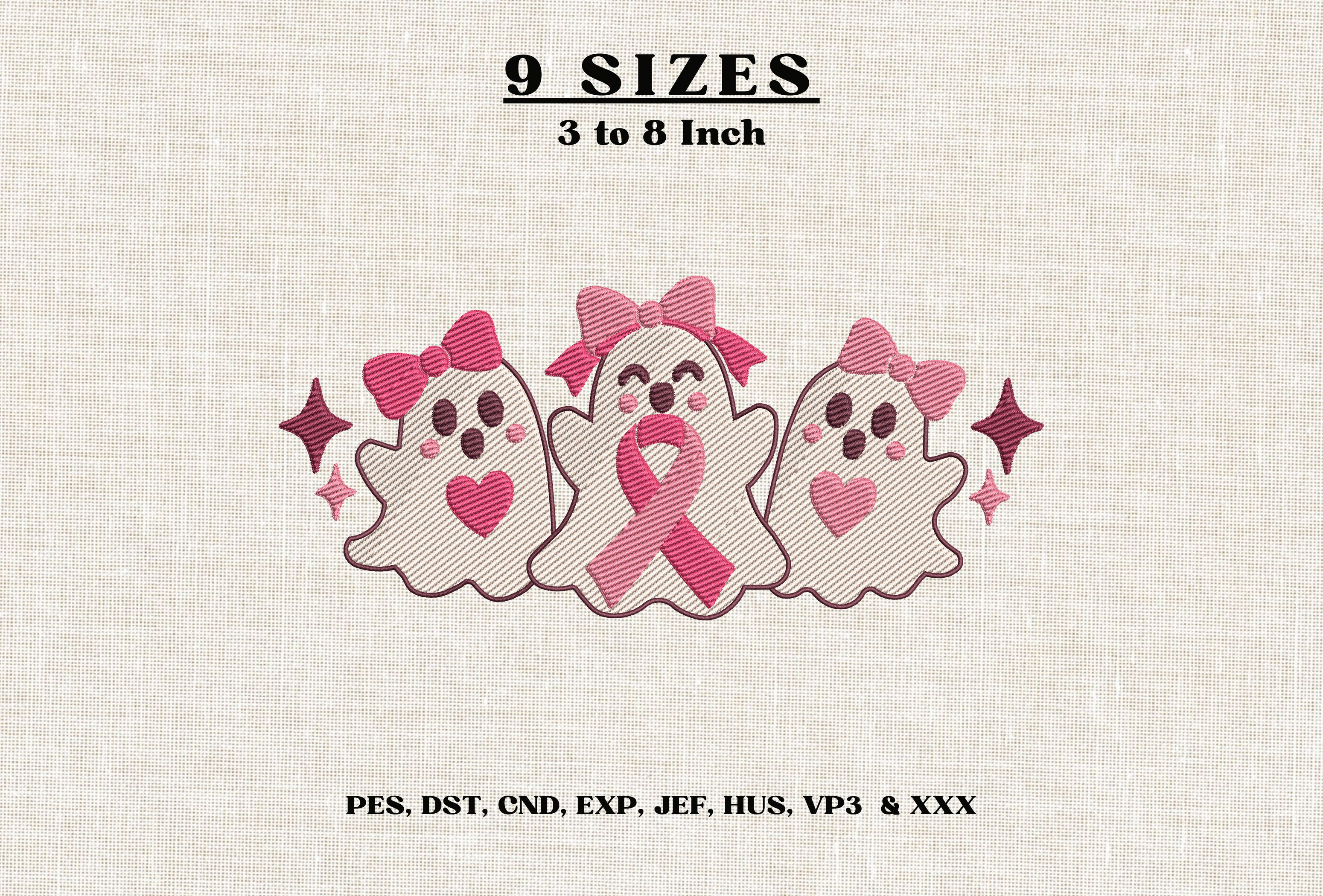 Breast Cancer Ghosts Embroidery Design